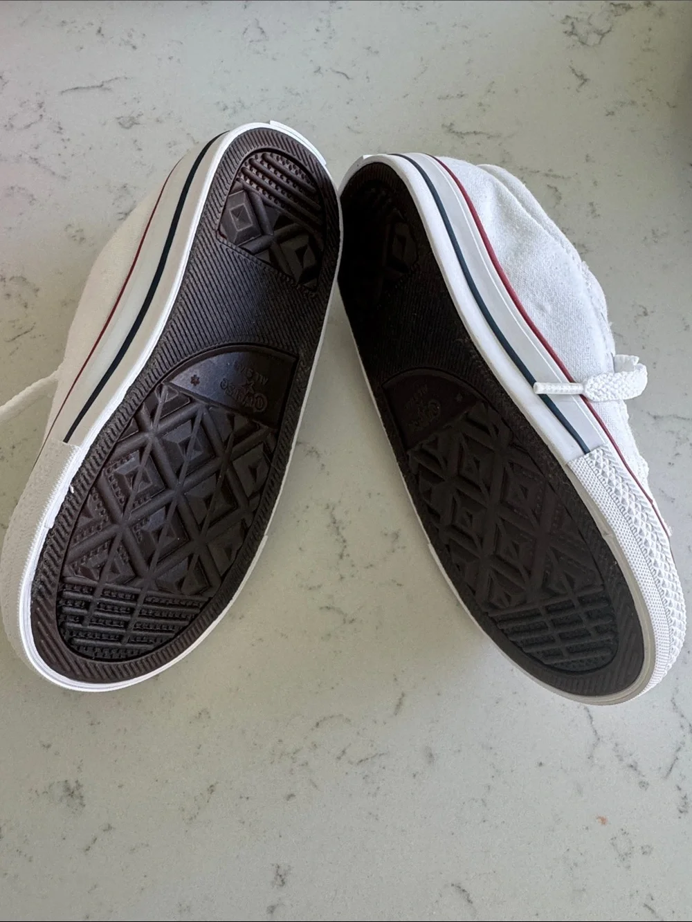 Converse Kids White Low Top Sneakers with Red Trim